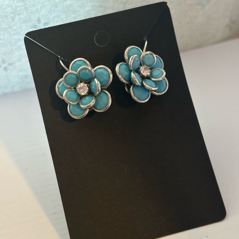 Vintage Blue Flower Earrings
